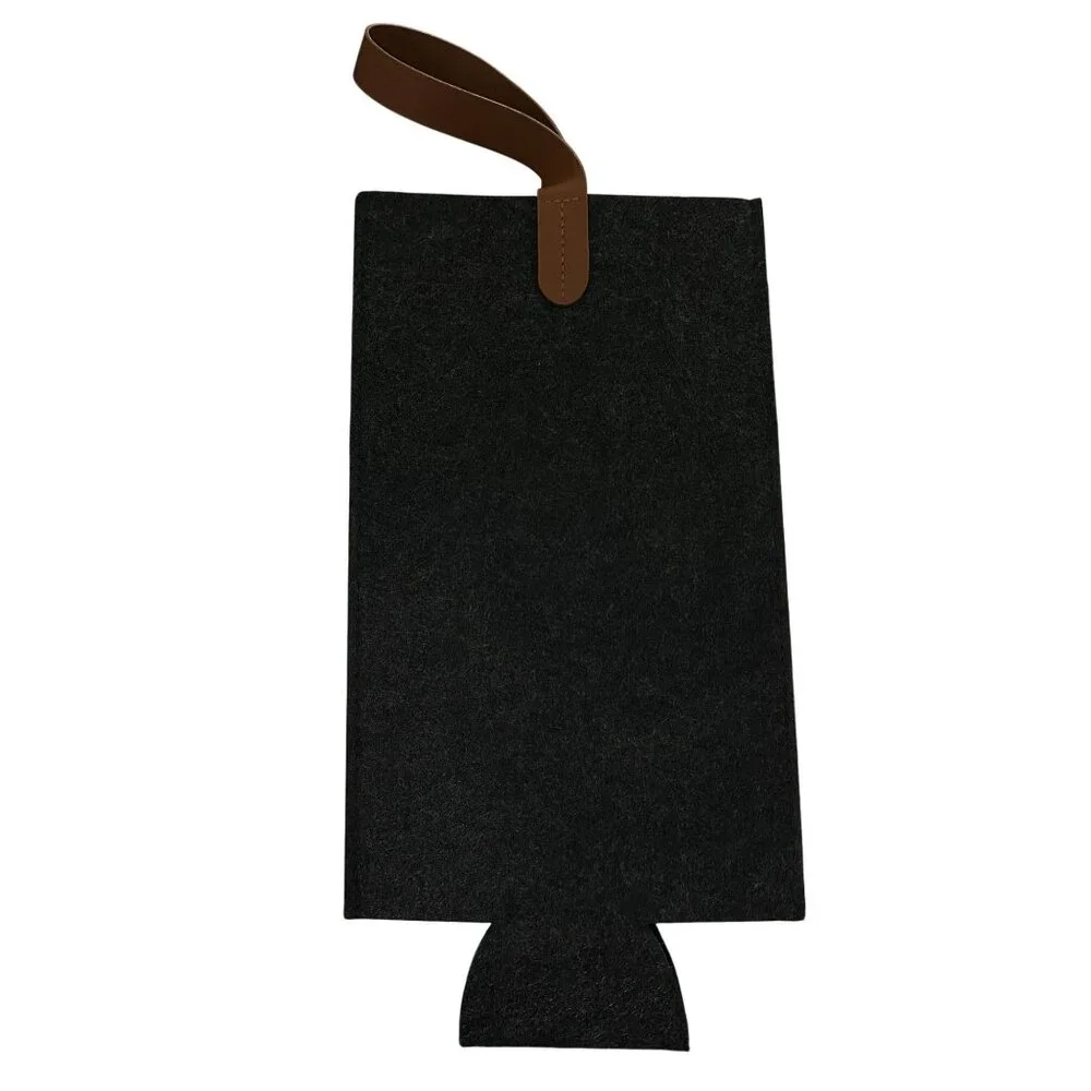 Chateau St Jean Winery Felt and Faux Leather Wine Bottle Tote Gift Bag Gray